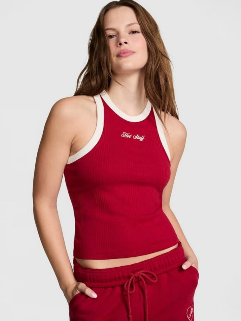 NEW! Victoria's Secret PINK 'Rib Tank Top Hot Stuff'